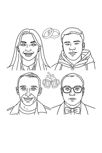 Парный портрет скетчбота — два человека на одном листе